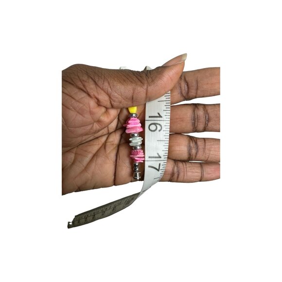 Vintage Handmade Pastel Puka Shell Necklace Pink Yellow  Choker Beach Boho 70s - Picture 5 of 5